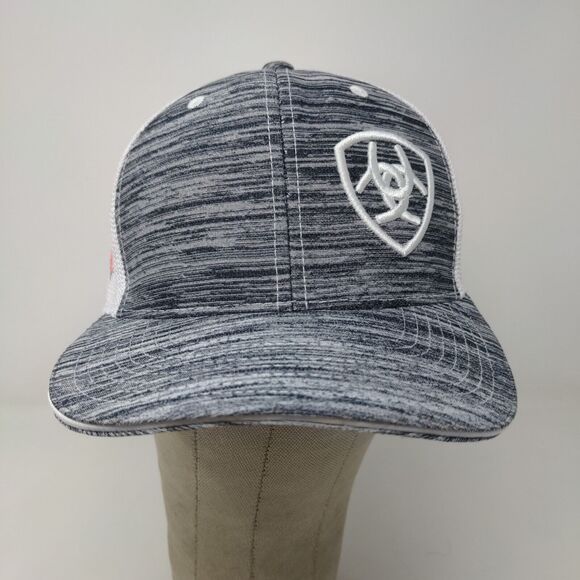 Ariat Men's Snapback Mesh Back Hat Gray White Breast Cancer Awareness Logo - Picture 2 of 14